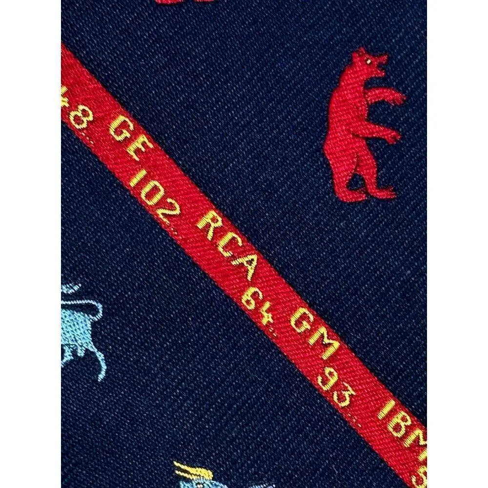 70s VTG Stock MArket Bull Bear Ticker Tape Mens Necktie London 400 Silk Blend